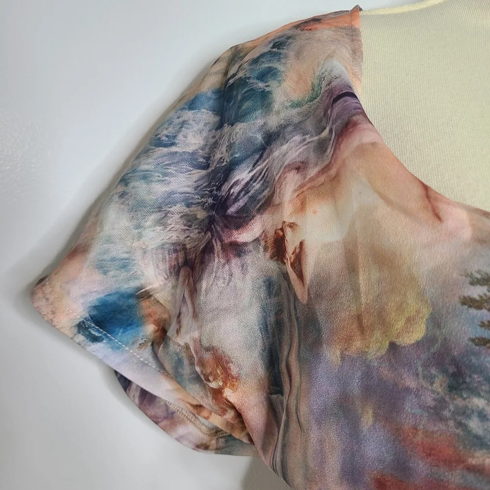 Multi Renaissance Print One Shoulders Ruched Dress - Picture 8 of 15